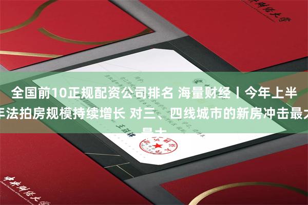 全国前10正规配资公司排名 海量财经丨今年上半年法拍房规模持续增长 对三、四线城市的新房冲击最大