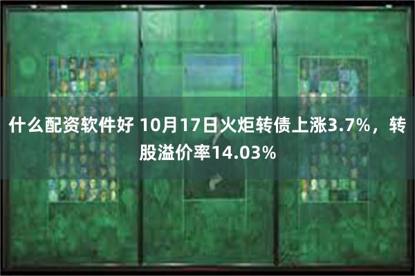 什么配资软件好 10月17日火炬转债上涨3.7%，转股溢价率14.03%