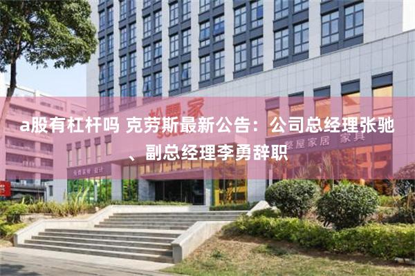 a股有杠杆吗 克劳斯最新公告：公司总经理张驰、副总经理李勇辞职