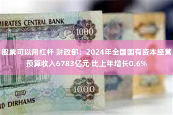 股票可以用杠杆 财政部：2024年全国国有资本经营预算收入6783亿元 比上年增长0.6%